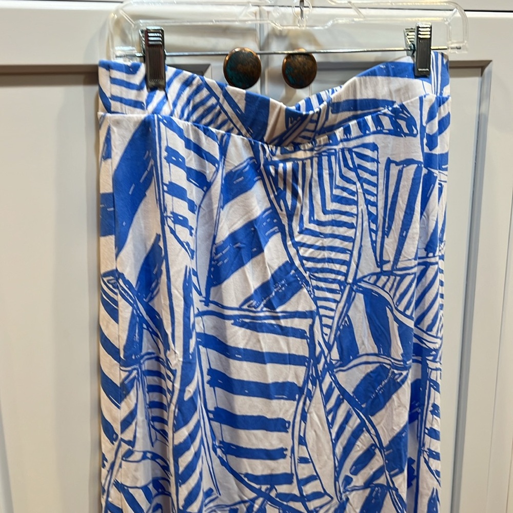 Lilly Pulitzer Sailboat Maxi Skirt Nola Bay Blue Yacht Sea large EUC vintage